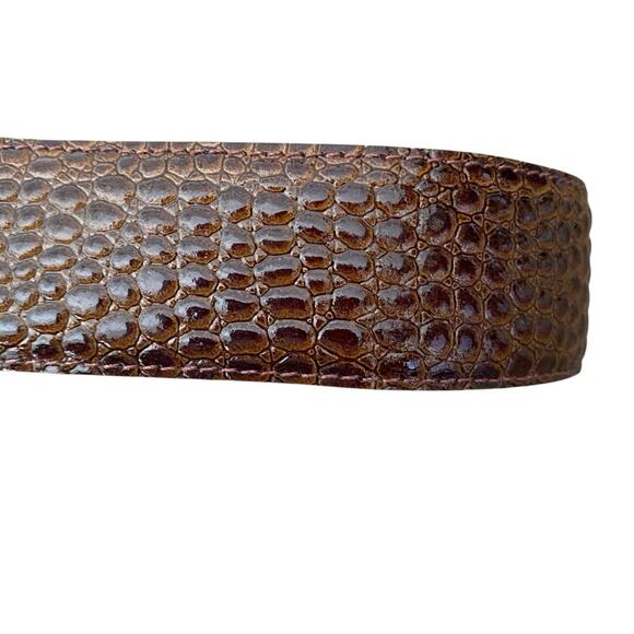 Vintage Dame Brown Leather Gold Tone leather belt size m/L - Picture 4 of 5